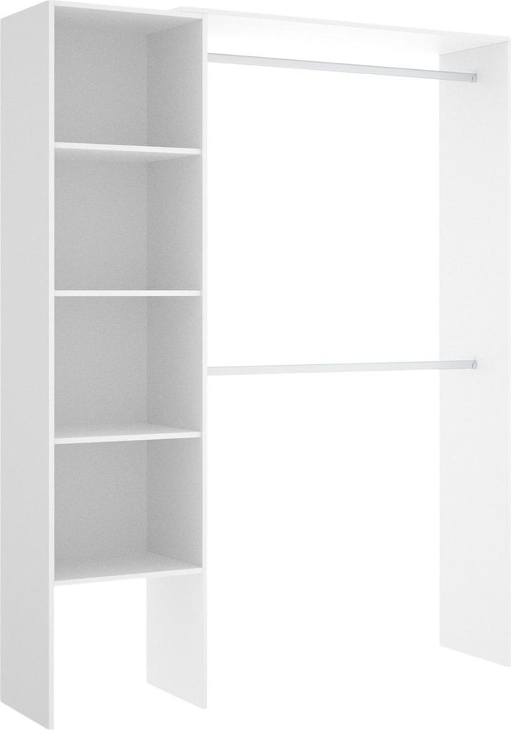 Kleiderschrank Dgolett, Struktur für begehbaren Kleiderschrank, offene Garderobe, 140 x 40 x 187 cm, Weiß