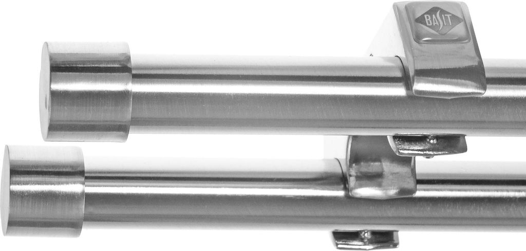 Edelstahl Look Gardinenstange Ø 20mm Deckenträger 2-läufig zweiläufig Deckenbefestigung Kappe D60 E30E30 RR
