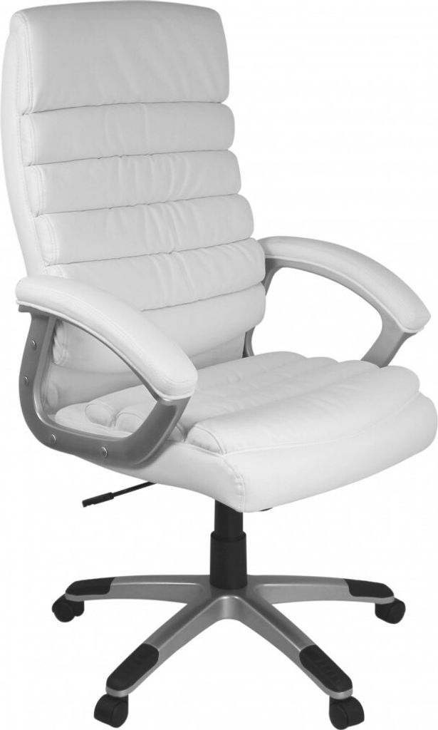 AMSTYLE Valencia Bürostuhl Kunstleder Weiß ergonomisch mit Kopfstütze Chefsessel Schreibtischstuhl mit Wippfunktion Drehstuhl hohe Rücken-Lehne...