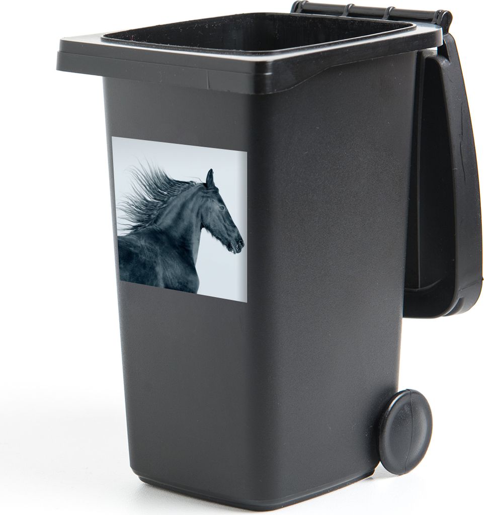 MuchoWow Mülltonnenaufkleber Pferd - Friese - Wind 40x40 cm - Abfall-Aufkleber - Container - für Abfallcontainer