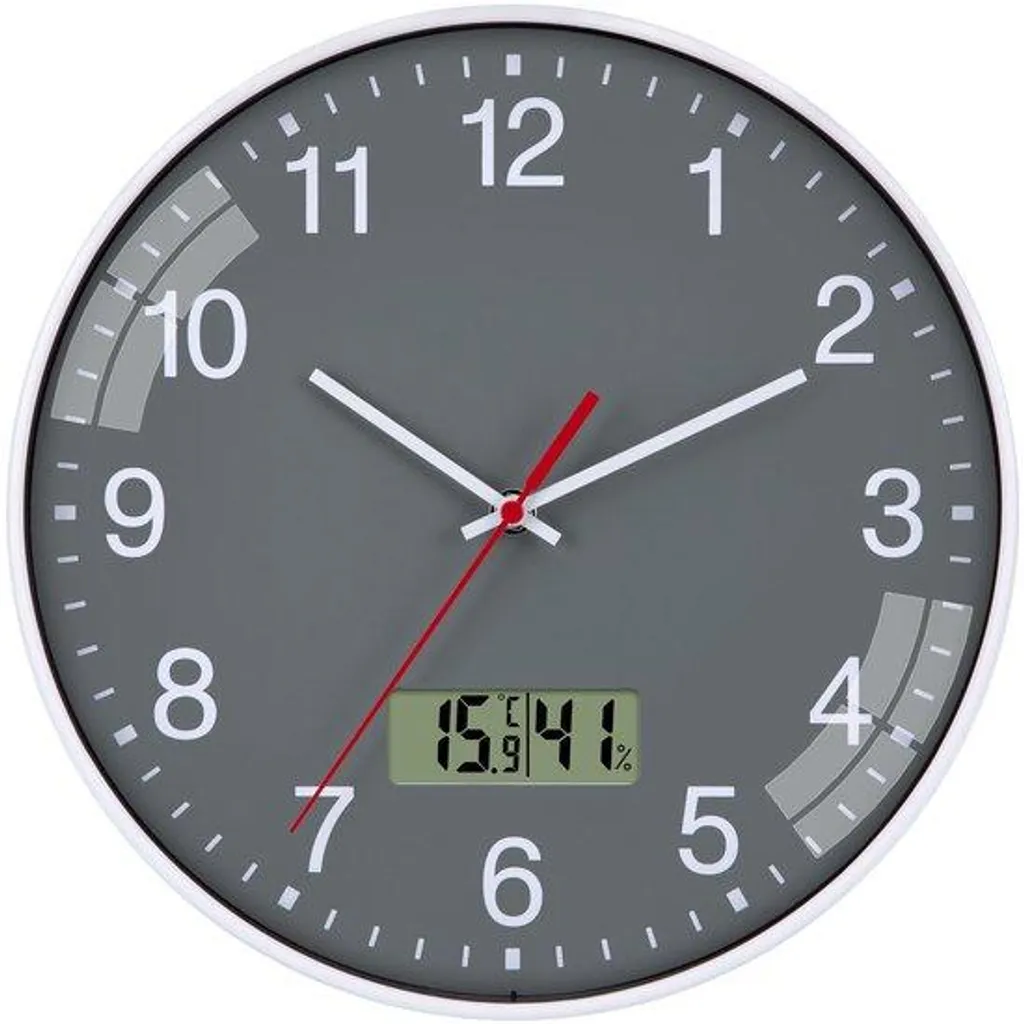 Grand thermomètre mural LCD 30 cm - Ne manquez plus l'heure ni la température