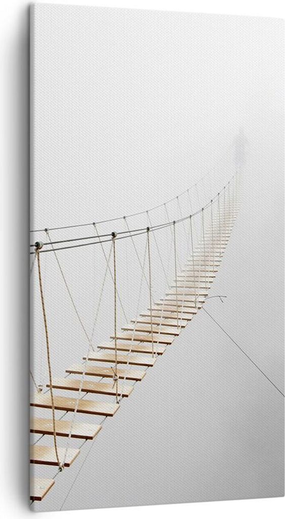 Bild auf Leinwand - Leinwandbild - Einteilig - Brücke ausgesetzt Nebel - 45x80cm - Wand Bild - Wanddeko - Wandbilder - Leinwanddruck - Bilder - Wa...