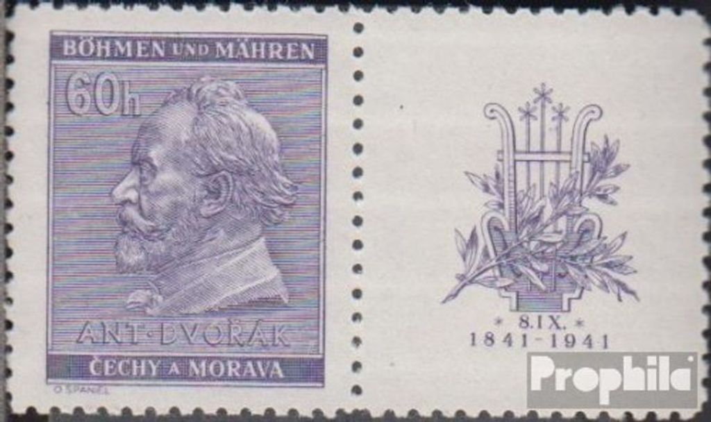 Briefmarken Böhmen und Mähren 1941 Mi WZd17 postfrisch Dvorak