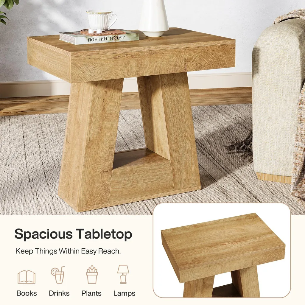 Table de Chevet Stable et Moderne, Solution Gain de Place Bois et Fer