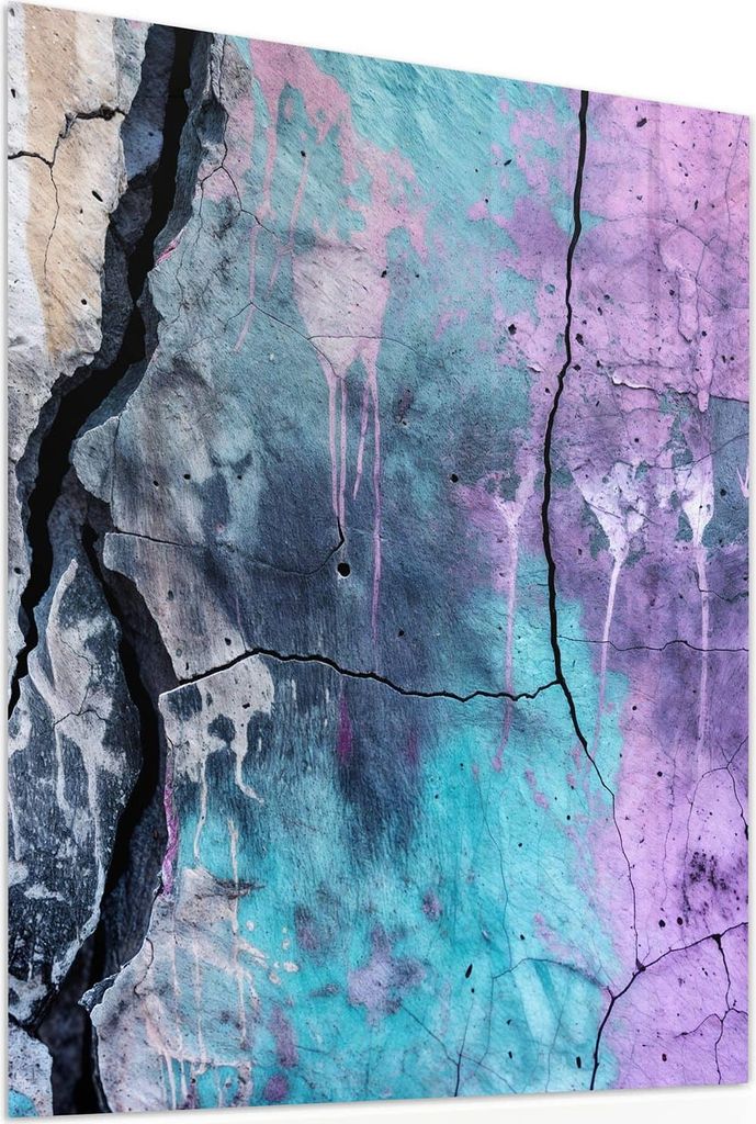 Glasbild 60x75cm in XXL für Wohnzimmer, Schlafzimmer Motiv Graffiti Wand Kunst