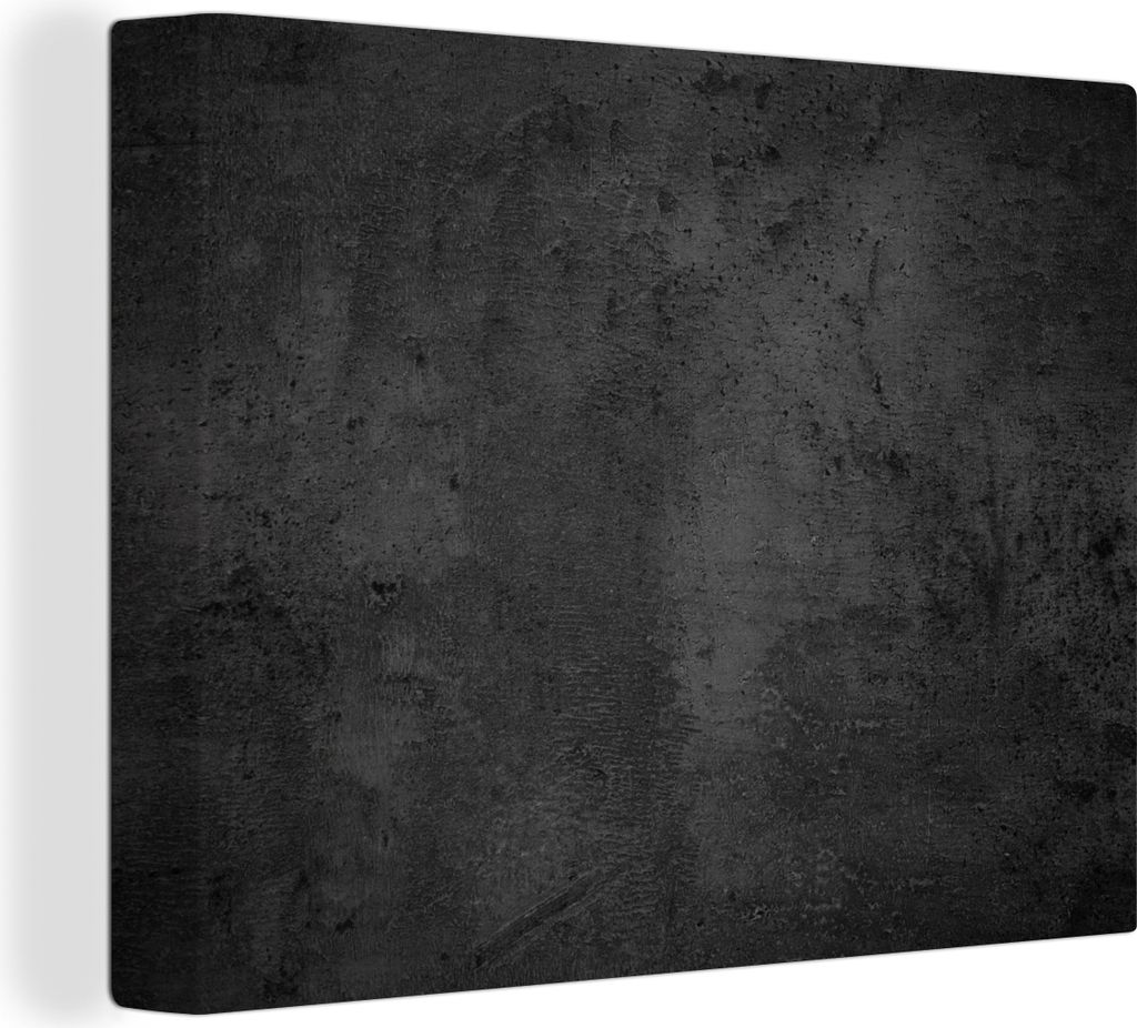 MuchoWow - Leinwandbilder - Beton - Robust - Vintage - Rustikal - Grau - Schwarz, Wandbild, Wanddeko Bilder Wohnzimmer, 120x90 cm