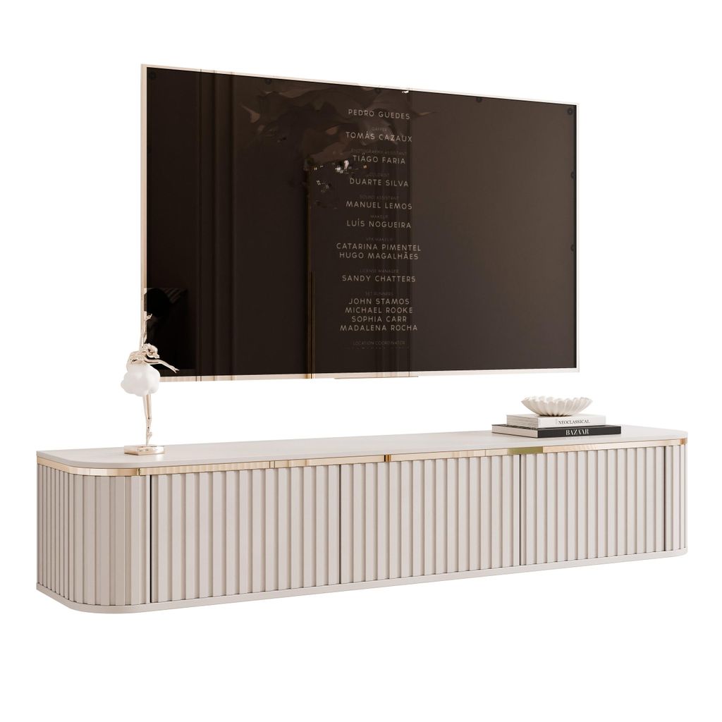 IDOHOME-Hängendes TV-Lowboard AZELIA, geriffelte Fronten Produktbild 