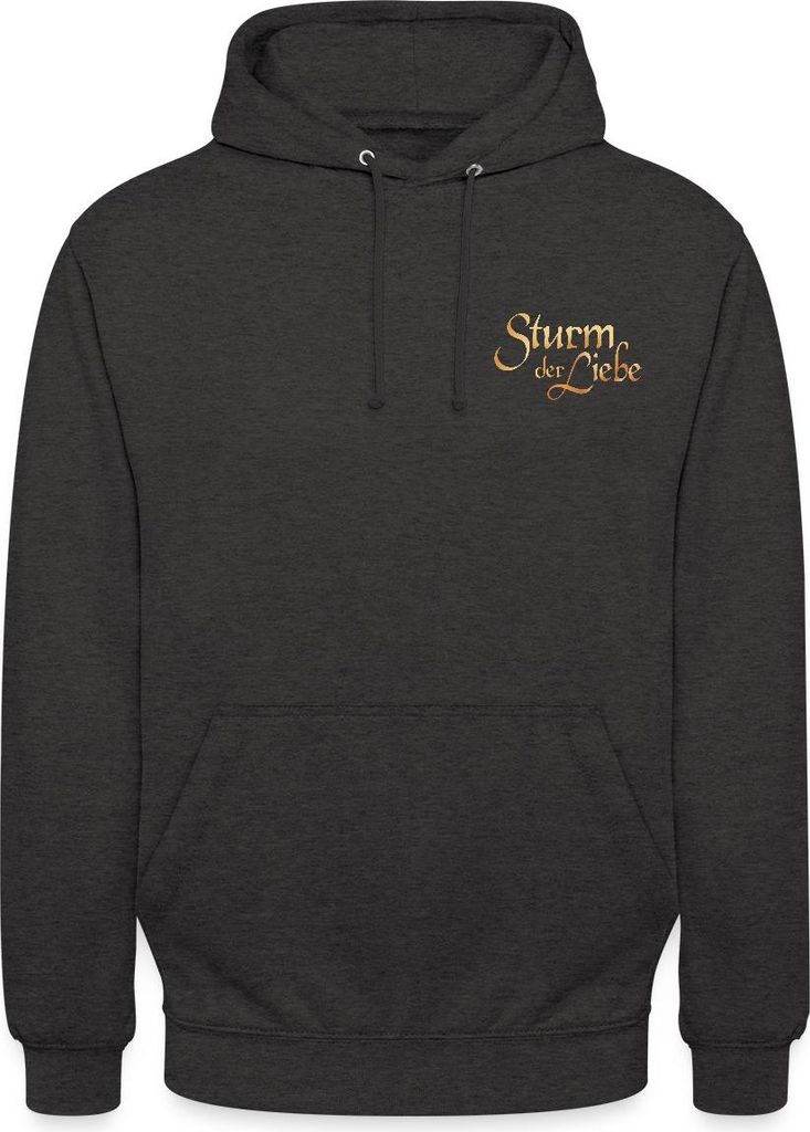Spreadshirt Sturm Der Liebe Logo Gold Textur Uni Hoodie, XXL, Anthrazit