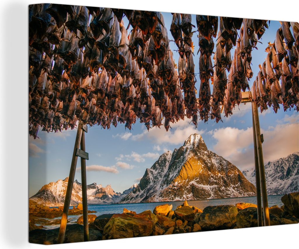 OneMillionCanvasses - Leinwandbilder - 140x90 cm, Angeln auf den Lofoten in Norwegen, Wandbilder Kunstdruck Wanddekoration