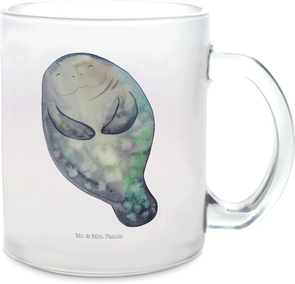 Mr. & Mrs. Panda Teetasse Seekuh Happy - Transparent - Geschenk, Pott, Freundin, Teeglas, Meer, Trinkglas, Selbstliebe, Neustart, Achtsamkeit, Tee ...