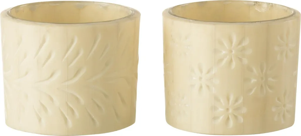 Porte-bougie Verre J-Line Elise Crème : Éclairez vos Petits Espaces