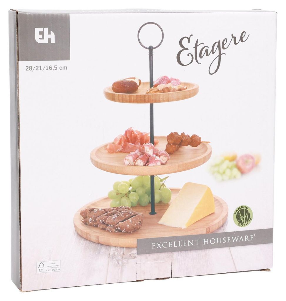 Servierständer mit 3 Ebenen Excellent Houseware, Bambus, Produktbild 