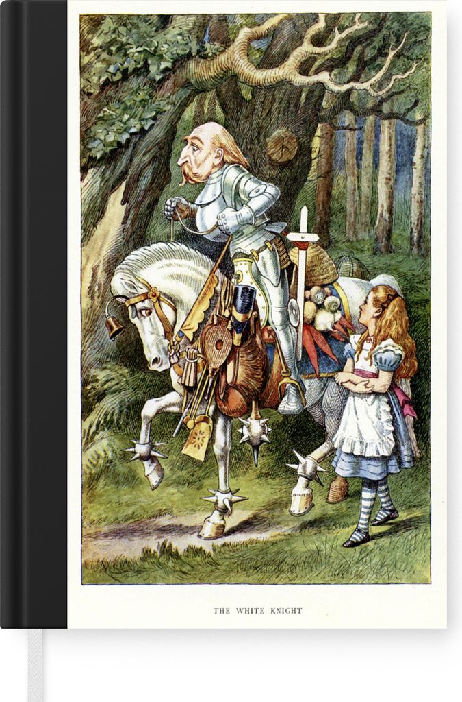 MuchoWow Notizbuch Tagebuch Haushaltsbuch Notebook A5 Vintage-Illustration Alice und der weiße Ritter - Notizblock - Notizheft - Notebook - Schr...