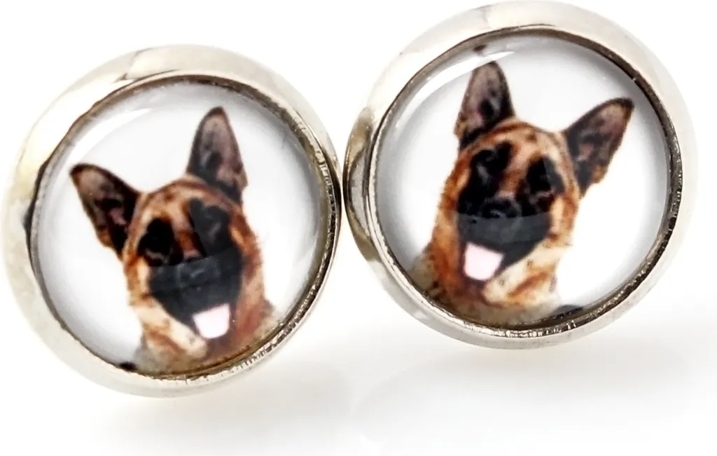 Orecchini Donna In Rame A Forma Di Pastore Tedesco - Gioielli Artigianali Per Amanti Dei Cani (Diametro 2,7 Cm)