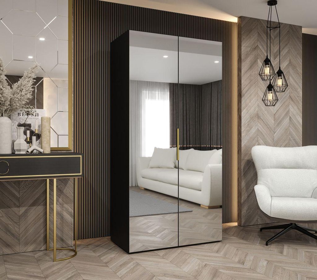 Spiegelschrank 100 cm RABIA - schwarz / gold