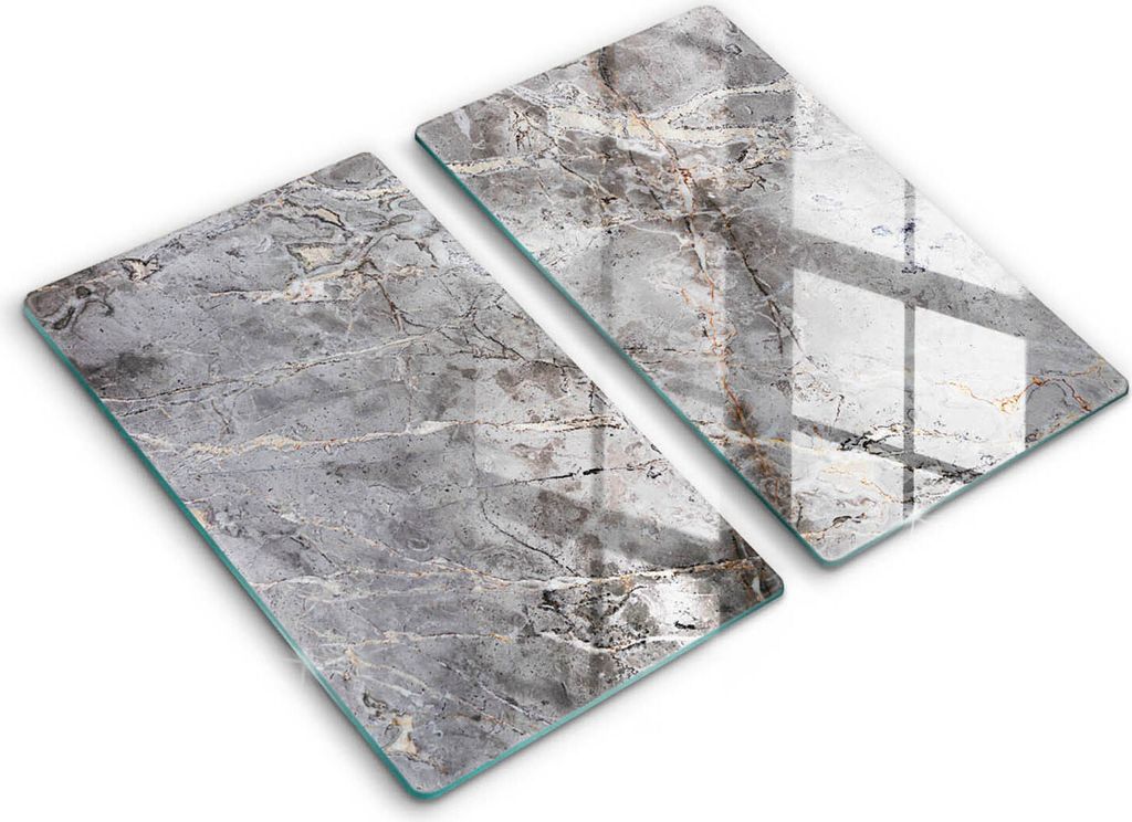 Glasschneideplatte - Herdabdeckplatte - 2x30x52 cm -Schneidebrett - Spritzschutz -Steinstruktur