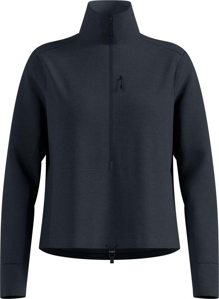 Essentials Multisport Mid Layer aus Grid-Fleece mit Halbreissverschluss, Damen - Odlo, Farbe:60008 black melange, Größe:L