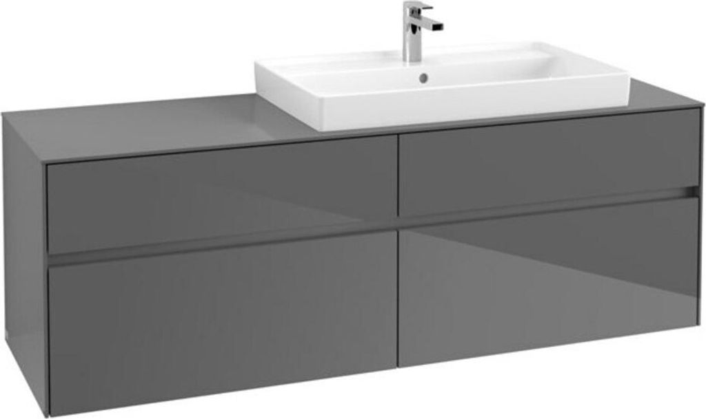 Villeroy & Boch Collaro Waschbeckenunterschrank, 4 Auszüge, Waschbecken rechts, mit integrierter Beleuchtung, 1600x548x500mm, C027B0FP