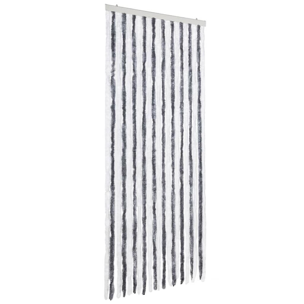 vidaXL Rideau moustiquaire gris et blanc 90x220 cm chenille Image du produit 