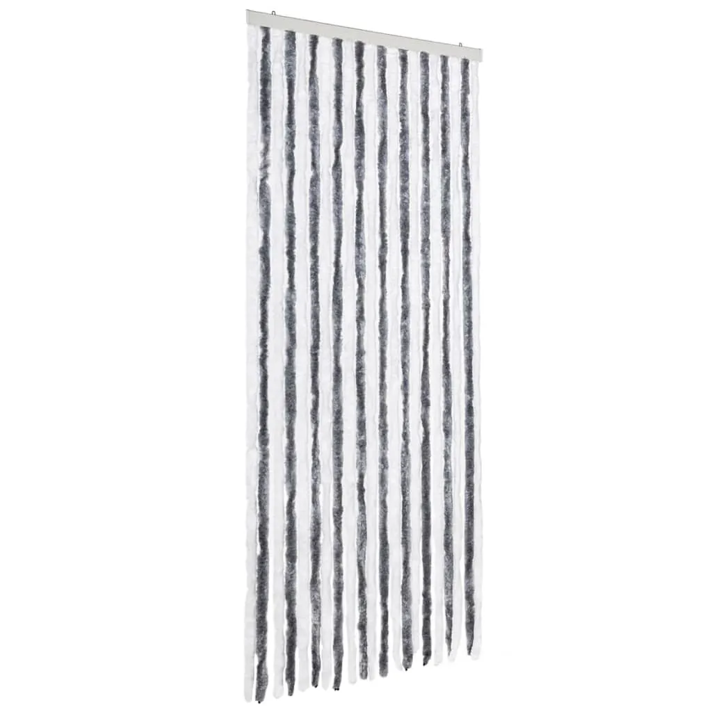 vidaXL Rideau moustiquaire chenille gris et blanc 90x220 cm résistant