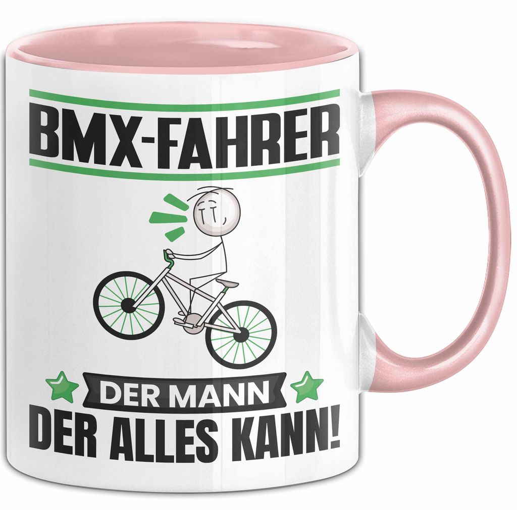 BMX-Fahrer Tasse Geschenk für BMX-Fahrer Der Mann Der Alles Kann Geschenkidee zum Geburtstag (Rosa)