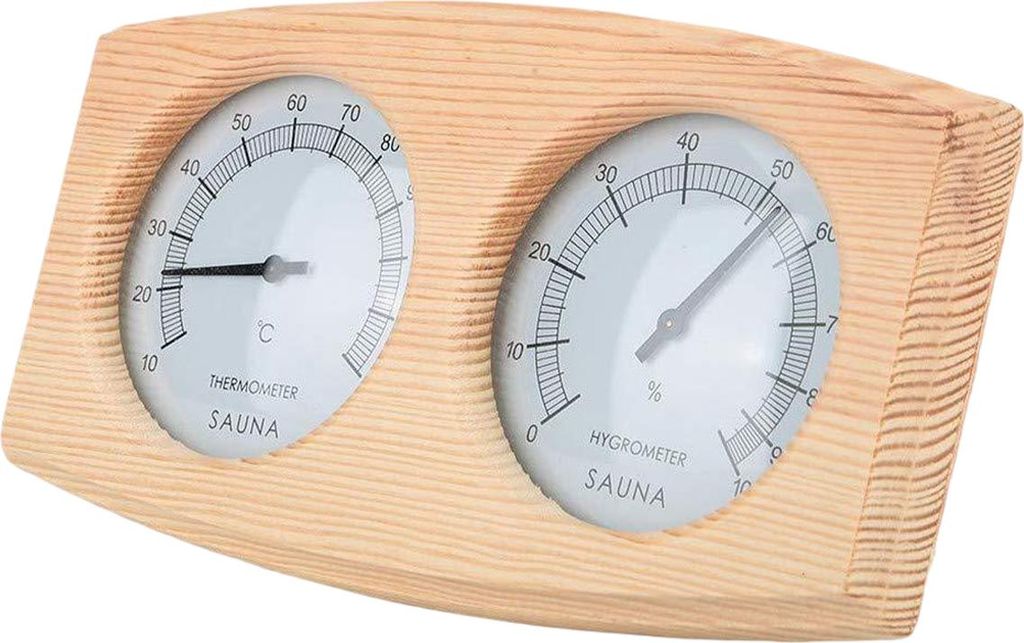 Fichten-Hygrometer, Thermometer und Feuchtigkeitsmesser 2-in-1-Gerät für Saunaräume