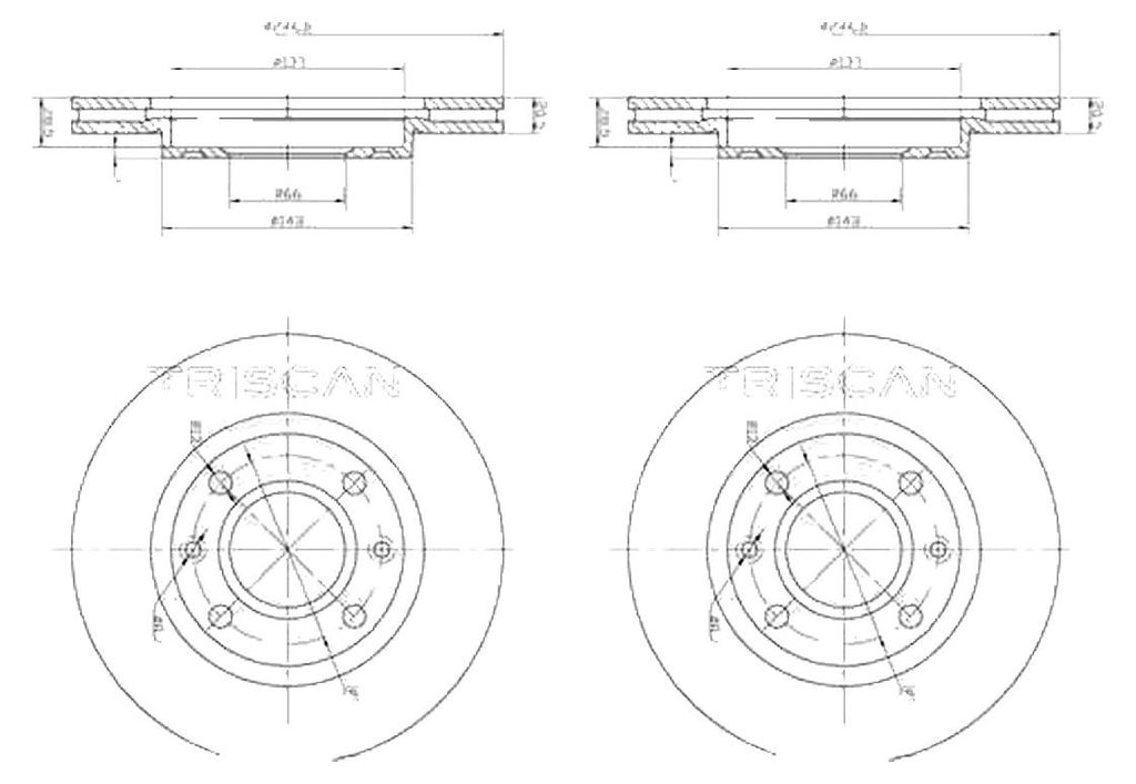 2 Bremsscheiben belüftet Ø 247 mm TRISCAN passend für u.a. PEUGEOT 306