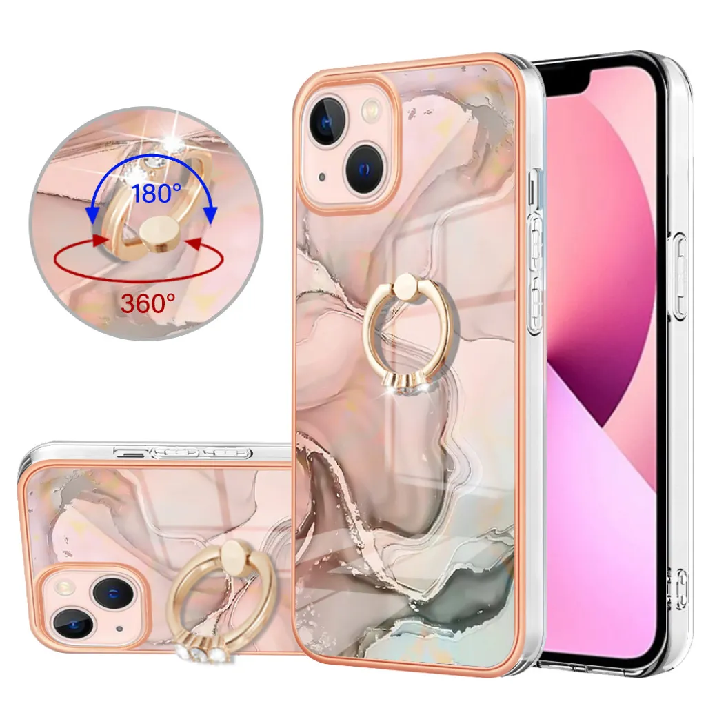Custodia iPhone 13 Mini Silicone Crème con Anello - Protezione Bumper