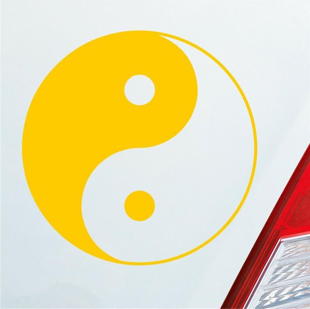 Auto Aufkleber Yin und Yang Symbol KFZ 10x10 cm Gelb Sticker Heckscheibenaufkleber