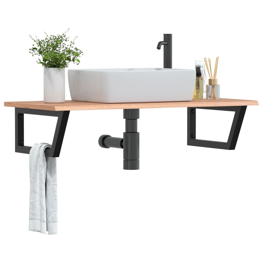 Maison Exclusive - Waschtischplatte mit Halterung Stahl und Massivholz Eiche