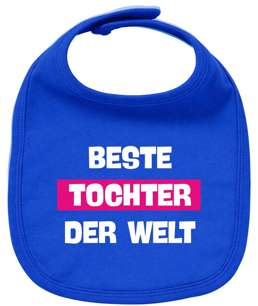 Huuraa Baby Lätzchen Beste Tocher der Welt Royal Blue Klettverschluss Baumwolle Latz Geschenkidee