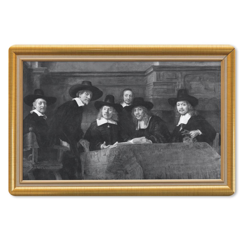 MuchoWow Schreibtischunterlage Kunst - Van Rijn - Rahmen - Gold 60x40 cm - XXL Mauspad - Großes Mauspad