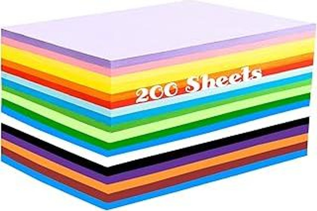 200 Blatt Buntes Papier A4, Farbiges Faltpapier in 20 Farben (70 g/m²), Tonpapier Bunt/Bastelpapier Zweiseitig für DIY Origami und Bastelprojekte