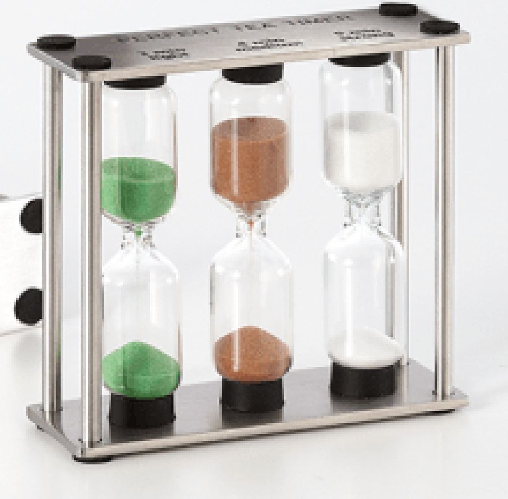 Sanduhr "Perfect Tea" Glas, ca. 3 x 9 x 8 cm für 3 verschiedene Ziehzeiten