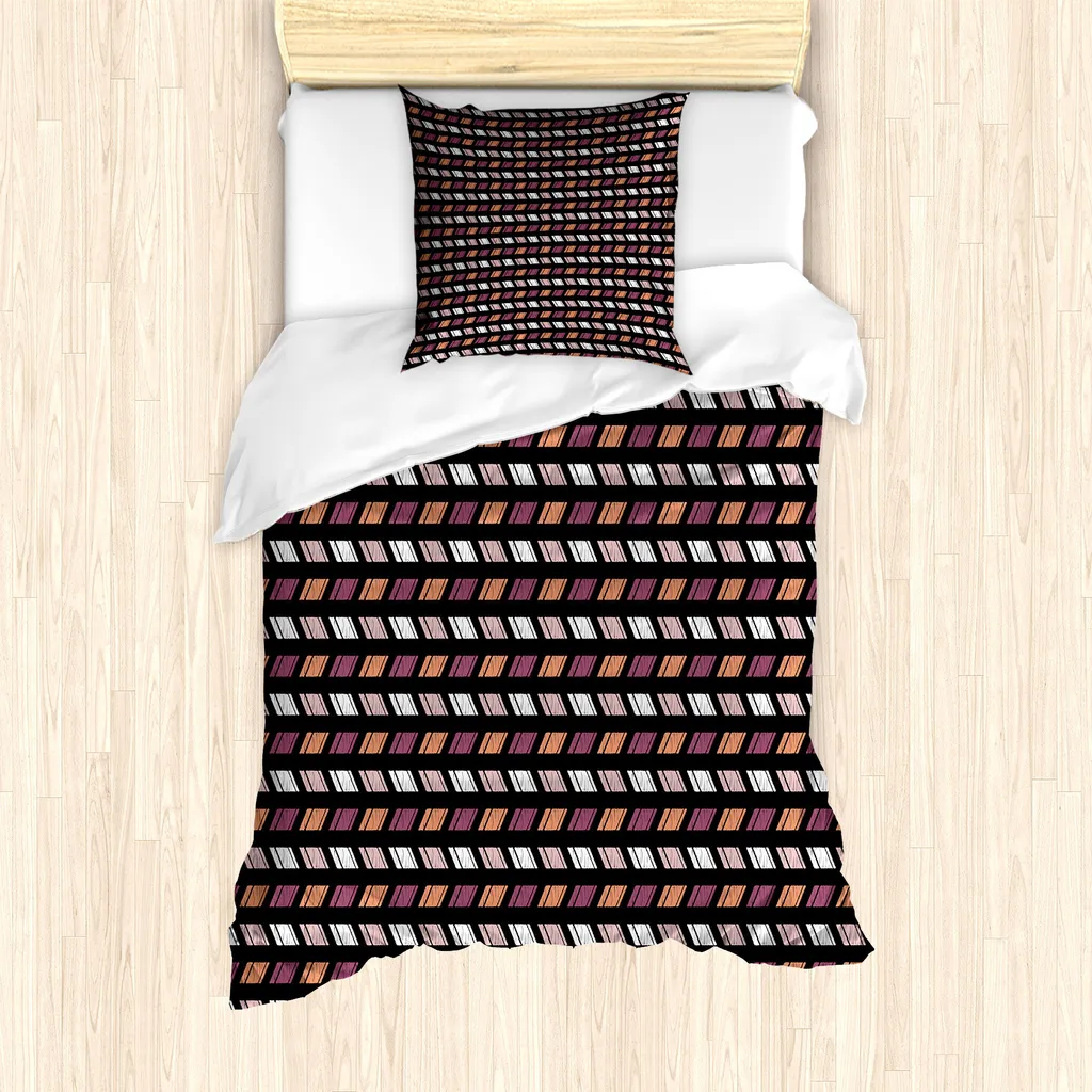 Abakuhaus Set Letto Singolo 135x200 Boho Hatched Squares Grigio