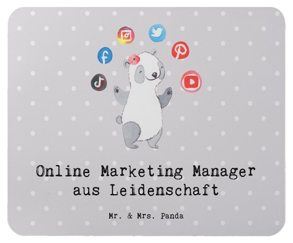 Mr. & Mrs. Panda Mousepad Online Marketing Manager Leidenschaft - Grau Pastell - Geschenk, Marketingmanager, Mouse Pad, gummi mauspad, pc, Digital,...