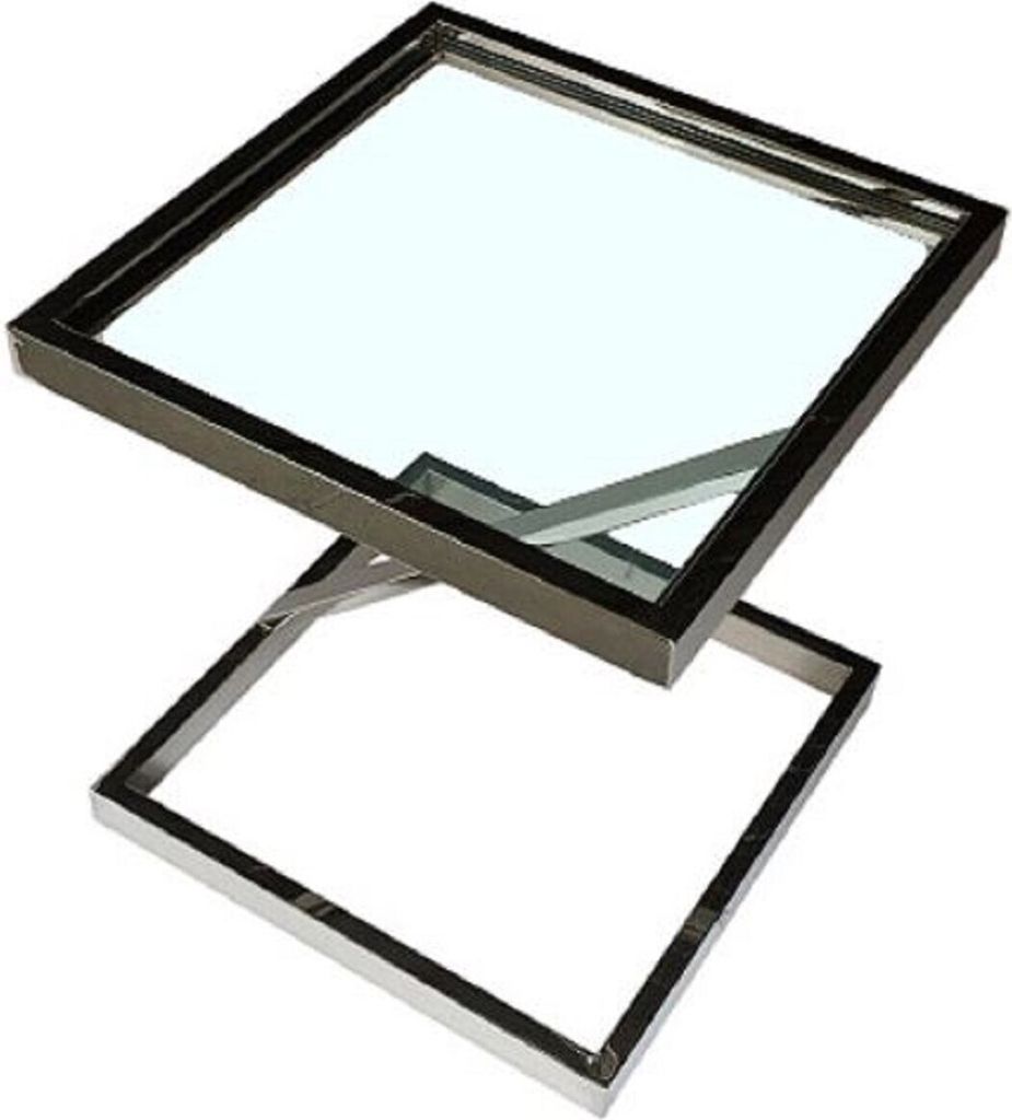 Casa Padrino Luxus Beistelltisch Silber 45 x 45 x H. 50 cm - Edelstahl Tisch mit Glasplatte - Wohnzimmermöbel