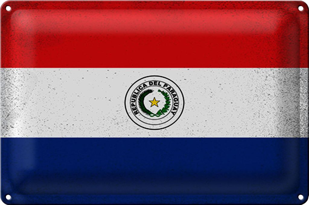 Blechschild Flagge Paraguay 40x30cm Flag Paraguay Vintage