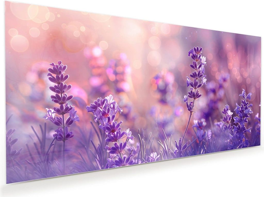 Glasbild 120x60cm in XXL für Wohnzimmer, Schlafzimmer Motiv Lavendeltraum