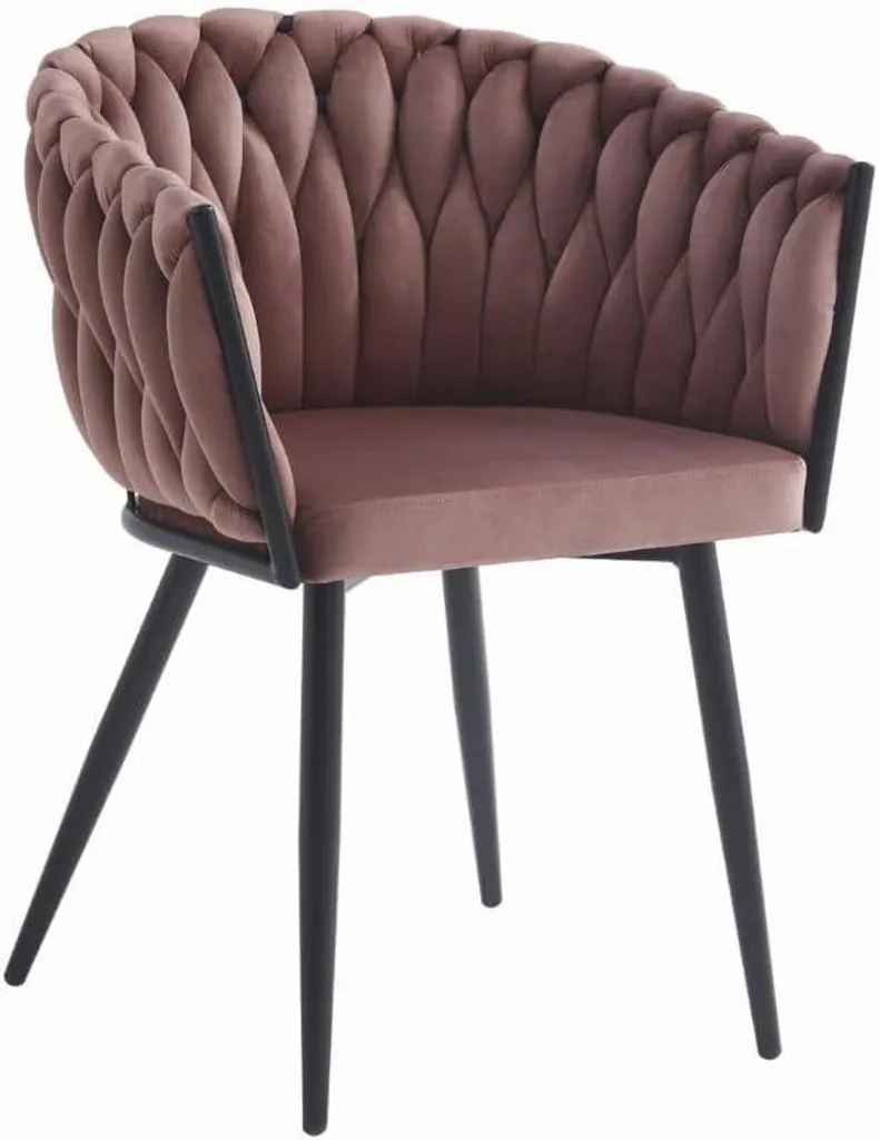 VBChome Chaise velours rose foncé tressée style glamour et loft chic