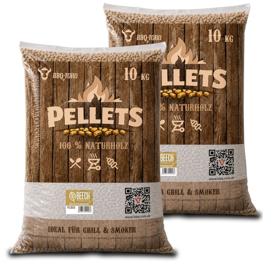 BBQ-Toro Beech Pellets aus 100% Buchenholz, 20 kg, Grillpellets, Räucherpellets, Ofenholz, Buche