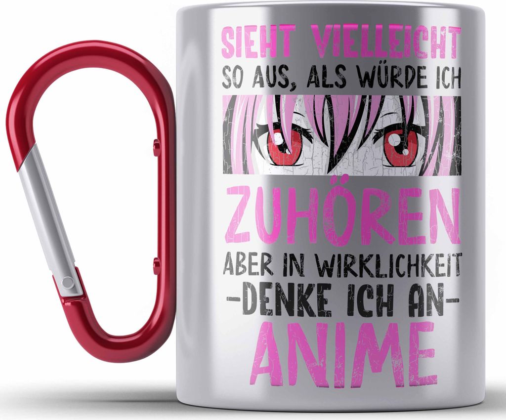 Trendation - Anime Edelstahl Tasse Karabiner Geschenk Spruch Karabiner Edelstahl Tasse Karabiner Edelstahl Geschenke Deko Anme Fan Sieht So Aus Als...
