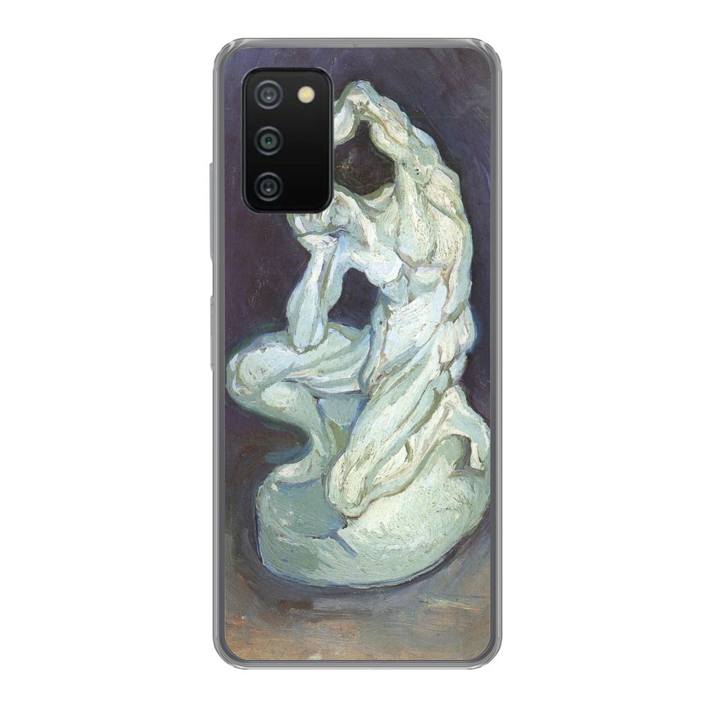 MuchoWow Handyhülle Schutzhülle Hülle für Samsung Galaxy A03s Gipsskulptur eines knienden Mannes - Vincent van Gogh Silikon Softcase Handy H...