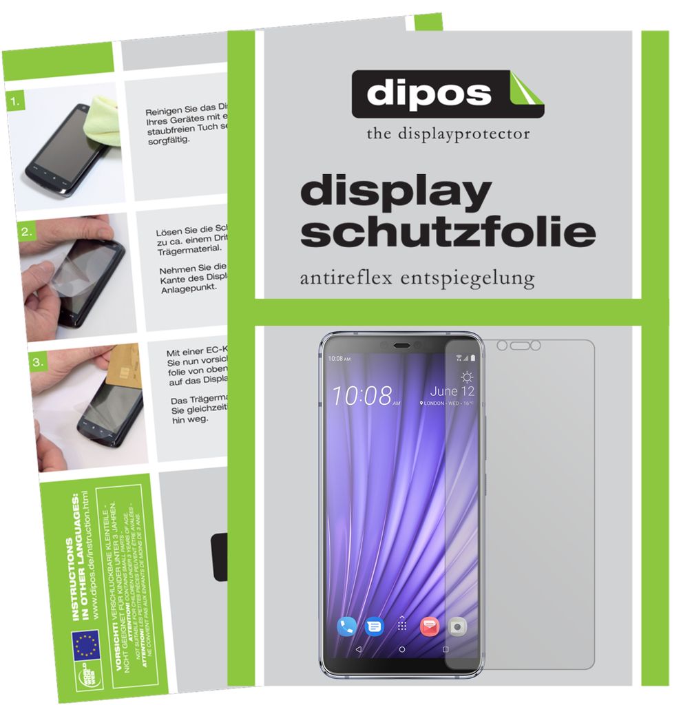 1x Schutzfolie für HTC U19e matt Displayschutzfolie Folie Display Schutz dipos