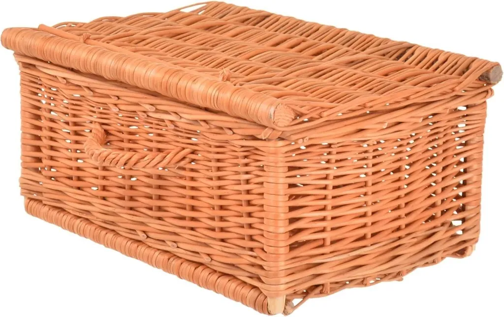 Panier de rangement en osier de 40 cm avec couvercle rabattable