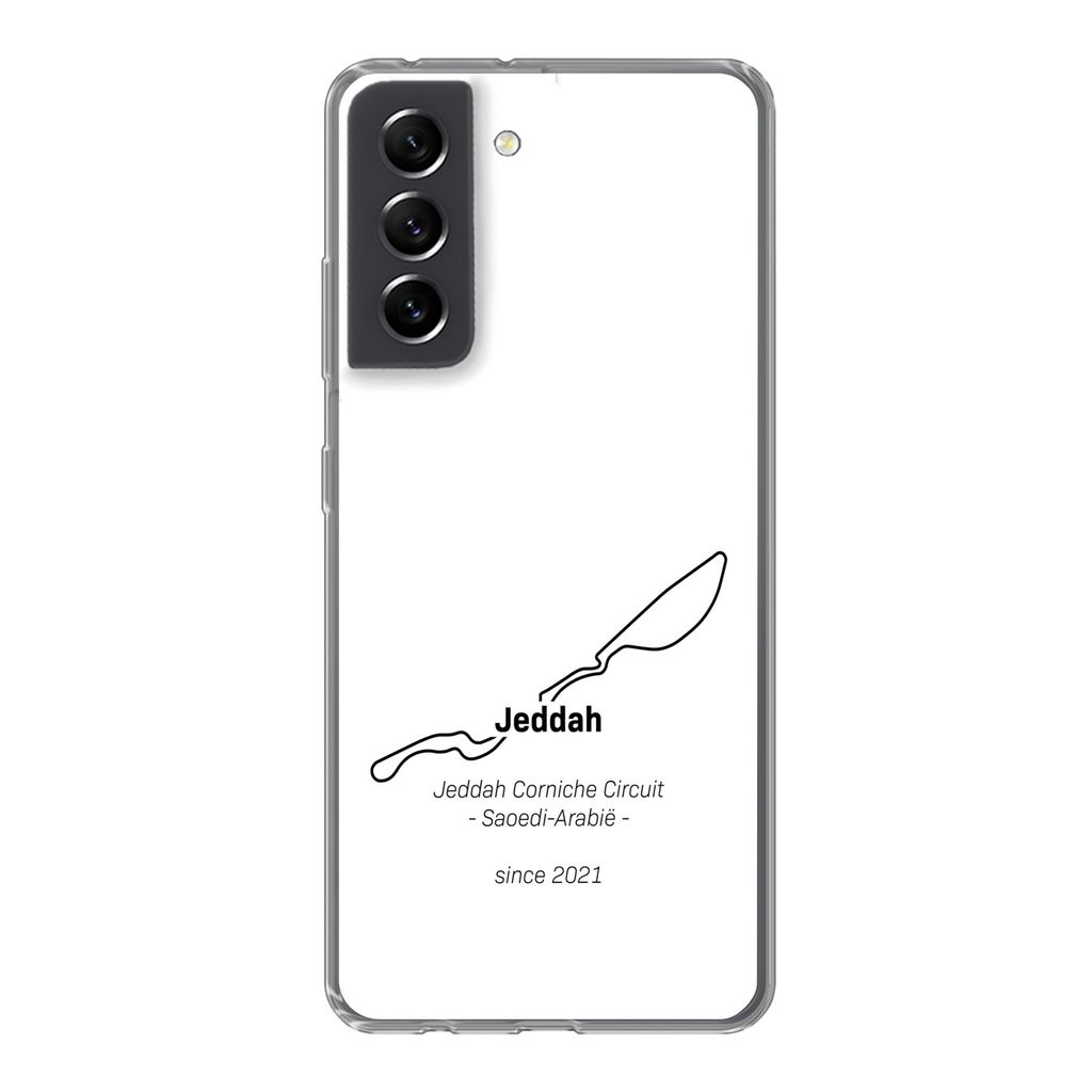 MuchoWow Handyhülle Schutzhülle Hülle für Samsung Galaxy S21 FE Formel 1 - Jeddah - Rennstrecke Silikon Softcase Handy Hülle - Mobiltelefonh...