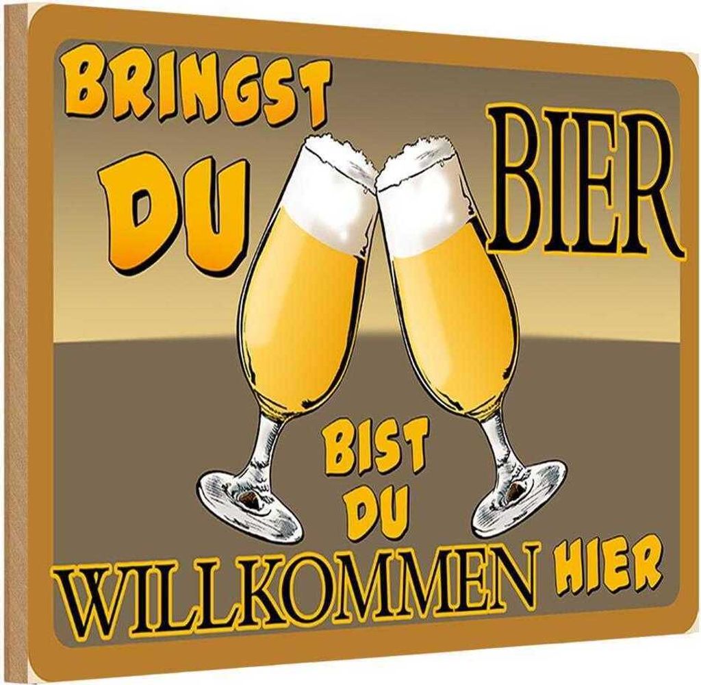 vianmo Holzschild 20x30 cm Alkohol Bringst du Bier bist willkommen