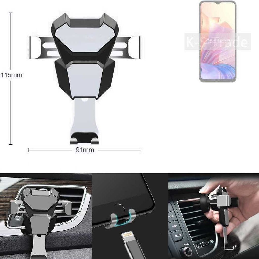 K-S-Trade Lüftungshalterung kompatibel mit Blackview Oscal C80 kompakte Handy-Halterung Lüftungsschlitz Lüftungsgitter Autohalterung KFZ
