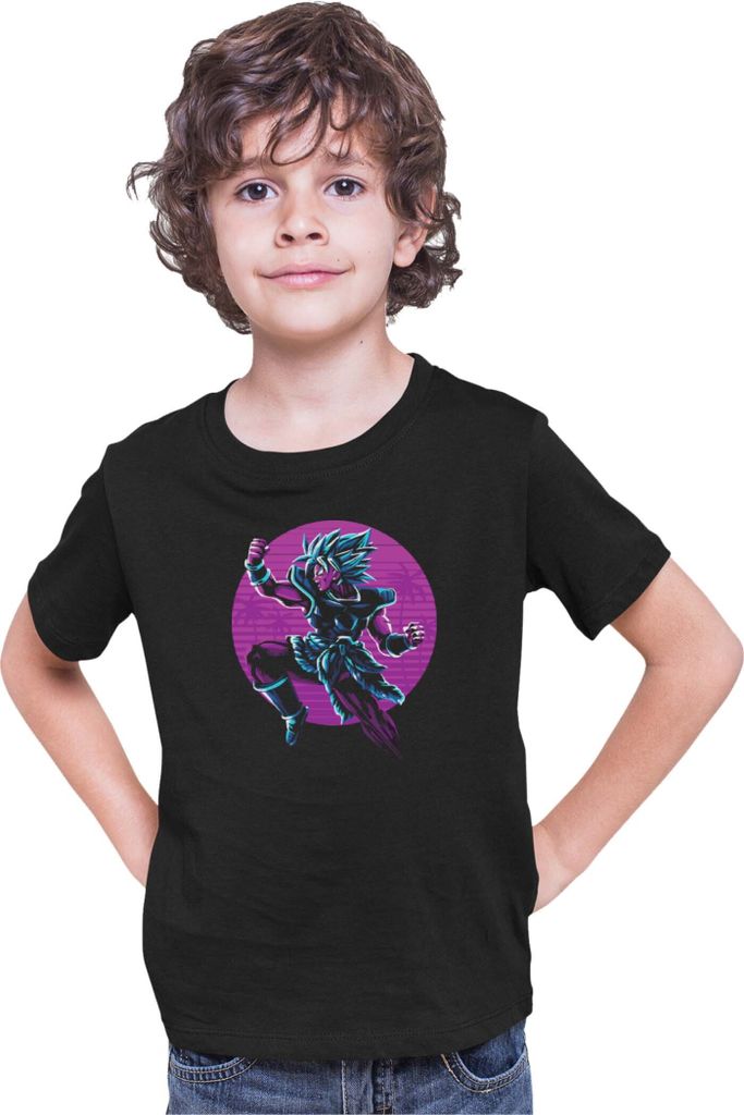 Kinder T-Shirt Dragon Anime Manga Ball Z Retro Broly 02, 7-8 Jahr - 128 / Schwarz