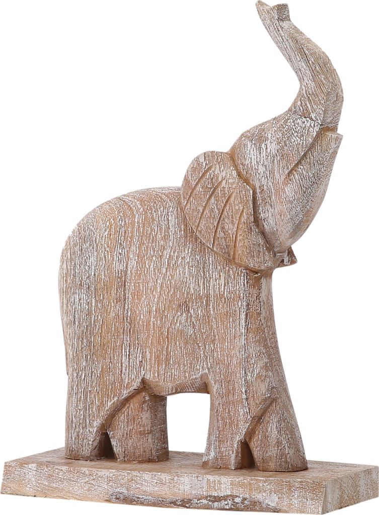 Marrakesch Handgeschnitzter Elefant Dekoaufsteller aus Holz 38cm Anjuli groß | Aesthetic Figuren modern als Deko Wohnzimmer und Schlafzimmer | Han...